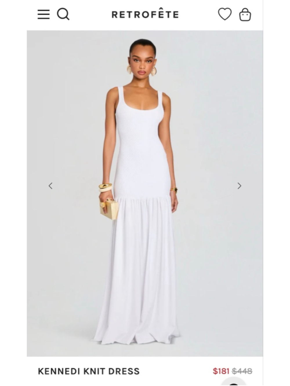Women's RETROFÊTE Kennedi Knit Maxi Dress in White, Size M